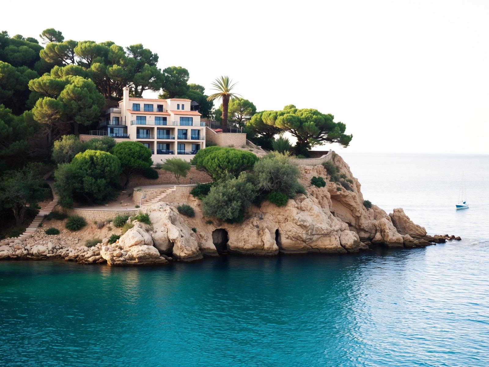 Hotel auf einer pinienbestandenen Landzunge über zwei kleinen Buchten auf Mallorca